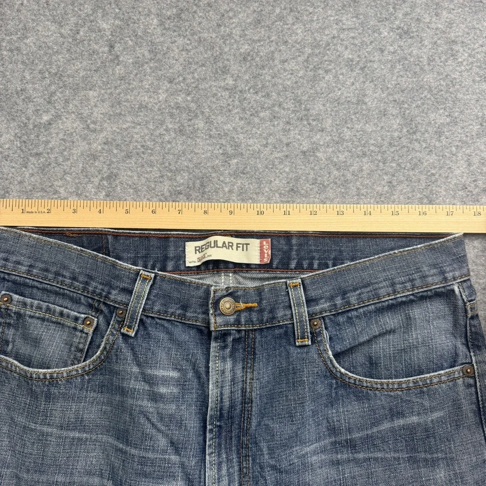 Vintage Y2K Levis 505 Jeans Mens 36x32 Blue Straight Leg Denim  Whiskers Fading